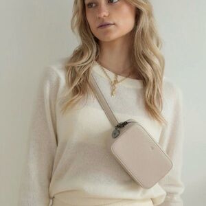 ELA x Jilly Box Vegan Pebble Leather Classic Micro Belt Crossbody Cream Bag S/M
